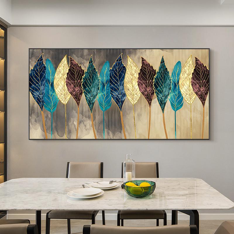 Abstract Golden Feathers Canvas Painting Wall Art Gold Leaves Posters and Prints for Living Room Office Wall Decor No Frame
