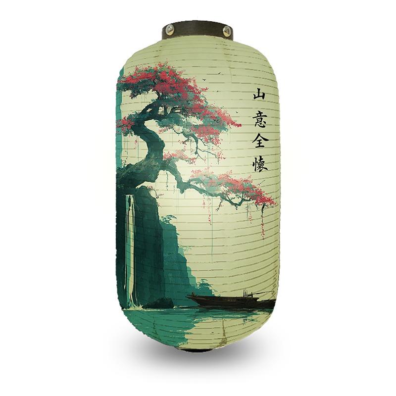 Chinese Pine Tree Scenery Pattern Lantern Outdoor Traditional Cylinder Lantern Wedding New Year Festival Decoration Lantern