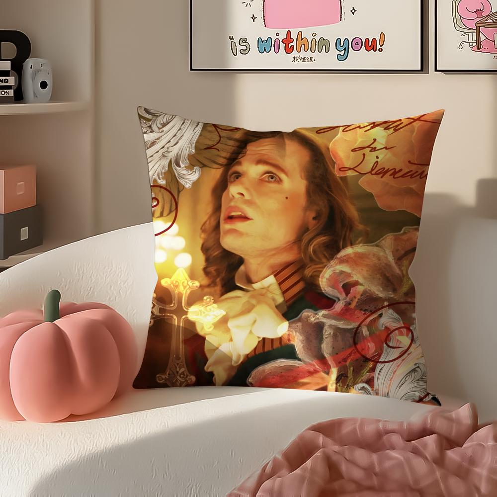 Romantic Tragic Film IInterview with the Vampire Cushion Cover Pillowcase Short Plush Invisible Zipper Room Sofa Cushion Cover