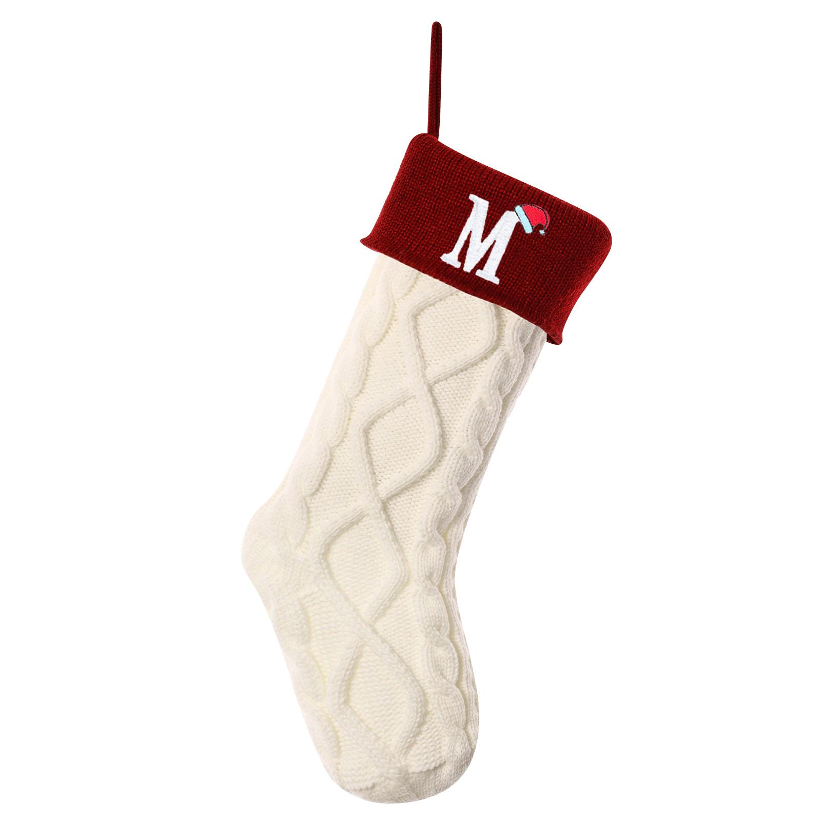 

18-inch Christmas Stockings, Letter Stockings, Knitted Letter Stockings, Candy Gift Bags One Size