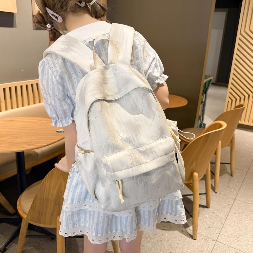 Schoolbag Korean version ins small fresh solid color backpack women's niche design casual backpack large capacity lightweight student schoolbag