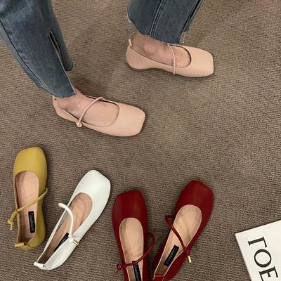 Flat Bottom Mary Jane Shoes Square Toe Soft Bottom Retro Grandma Shoes Pregnant Non -Slip Single Shoes Women 'S Mary Janes Shoes