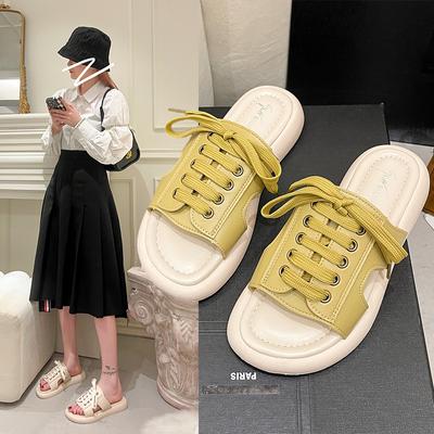 Fashion Women's Flats Sandals 2024 Summer Platform Sandal Woman Fashion Lace Up Beach Slippers Comfortable Women Slip On Sandalias