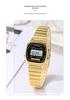 SANDA Retro Steel Band Square Dial Waterproof Alarm Clock Watch for Men & Women