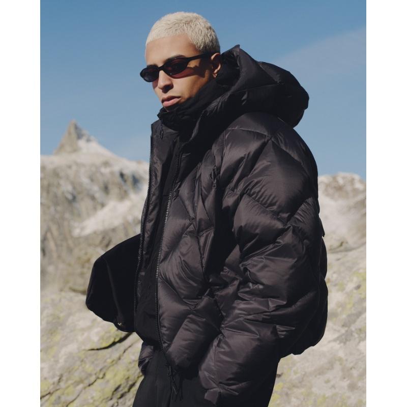 Unisex Irregular Hooded Puffer Jacket Loose Thick Quilted Warm Winter Outer Coat