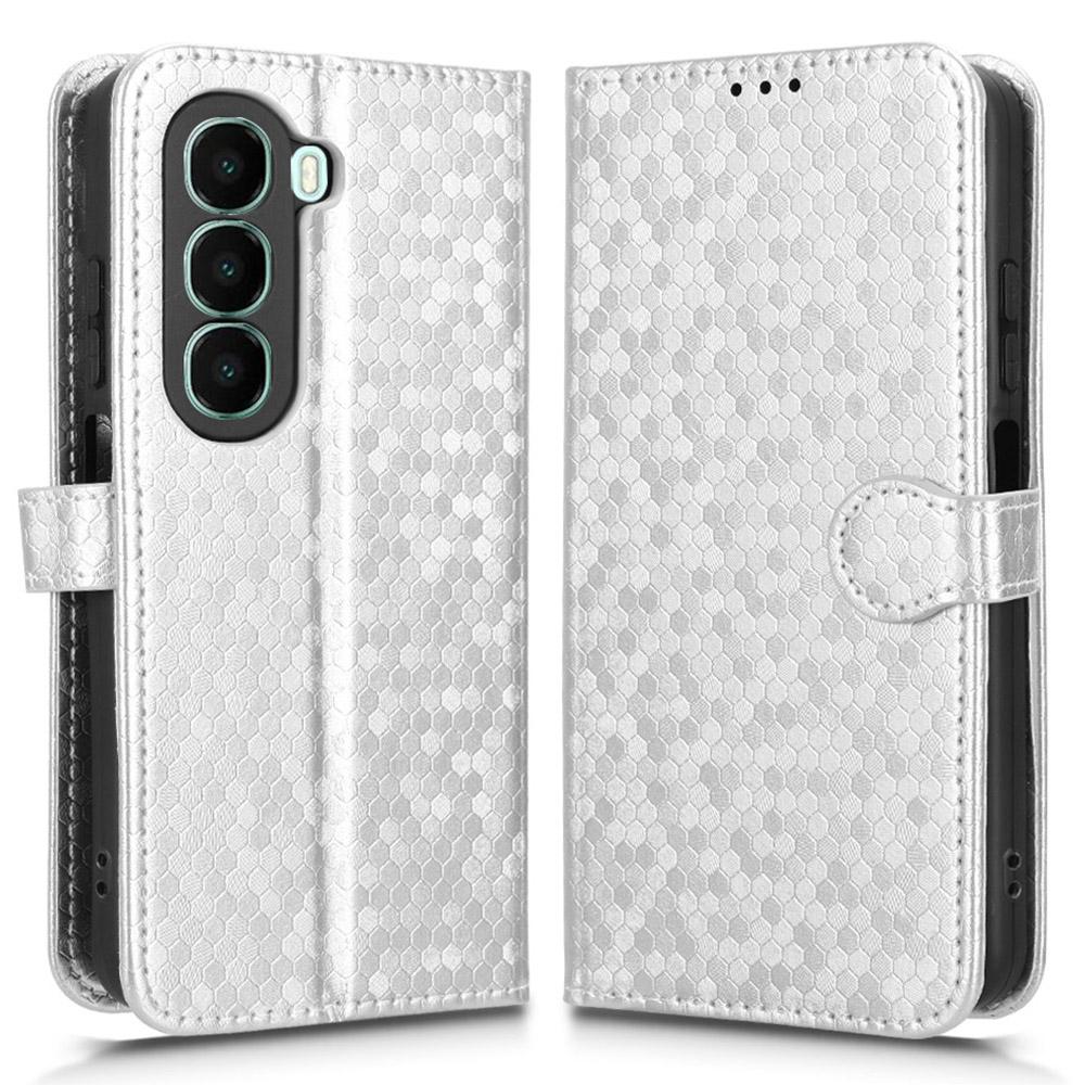 For itel A95 5G Wallet Case Dot Pattern Imprint PU Leather Phone Cover with Wrist Strap