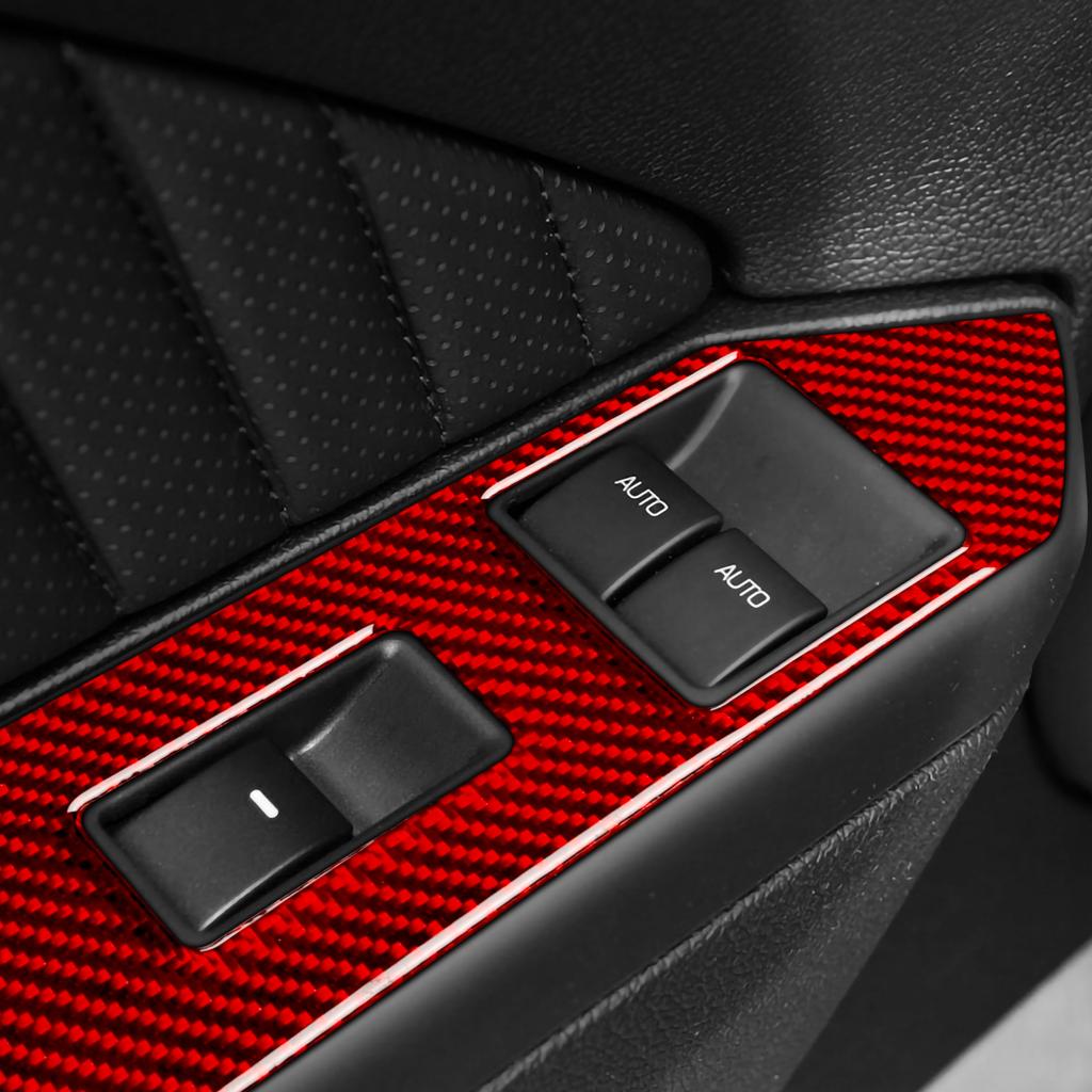 For Ford Mustang 2009-2014 Accessories Carbon Fiber Car Window Lifter Control Switch Panel Sticker Decal Interior Trim