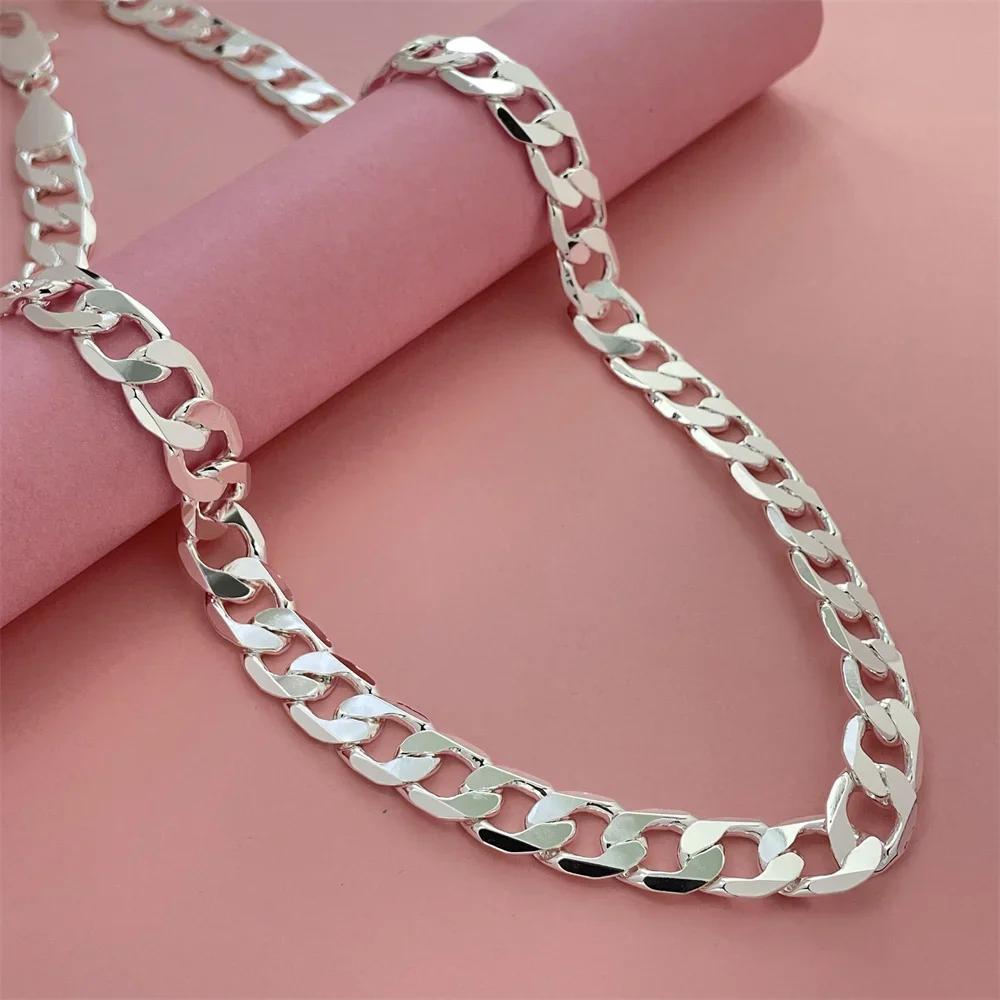 925 Sterling Silber Halskette, Unisex, Klassische Kette, Hochzeit, Jahrestag, Weihnachtsgeschenk 2MM-12mm 20cm-70cm