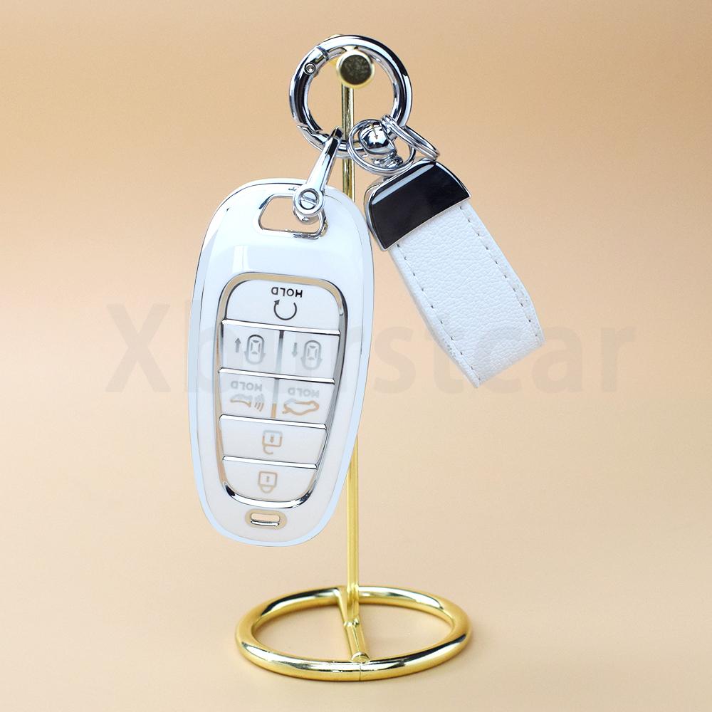 7 Buttons Tpu Car Key Case Cover Shell Fob Holder For Hyundai Solaris Sonata Hybrid Nexo Nx4 New Grand Santa Fe Tucson