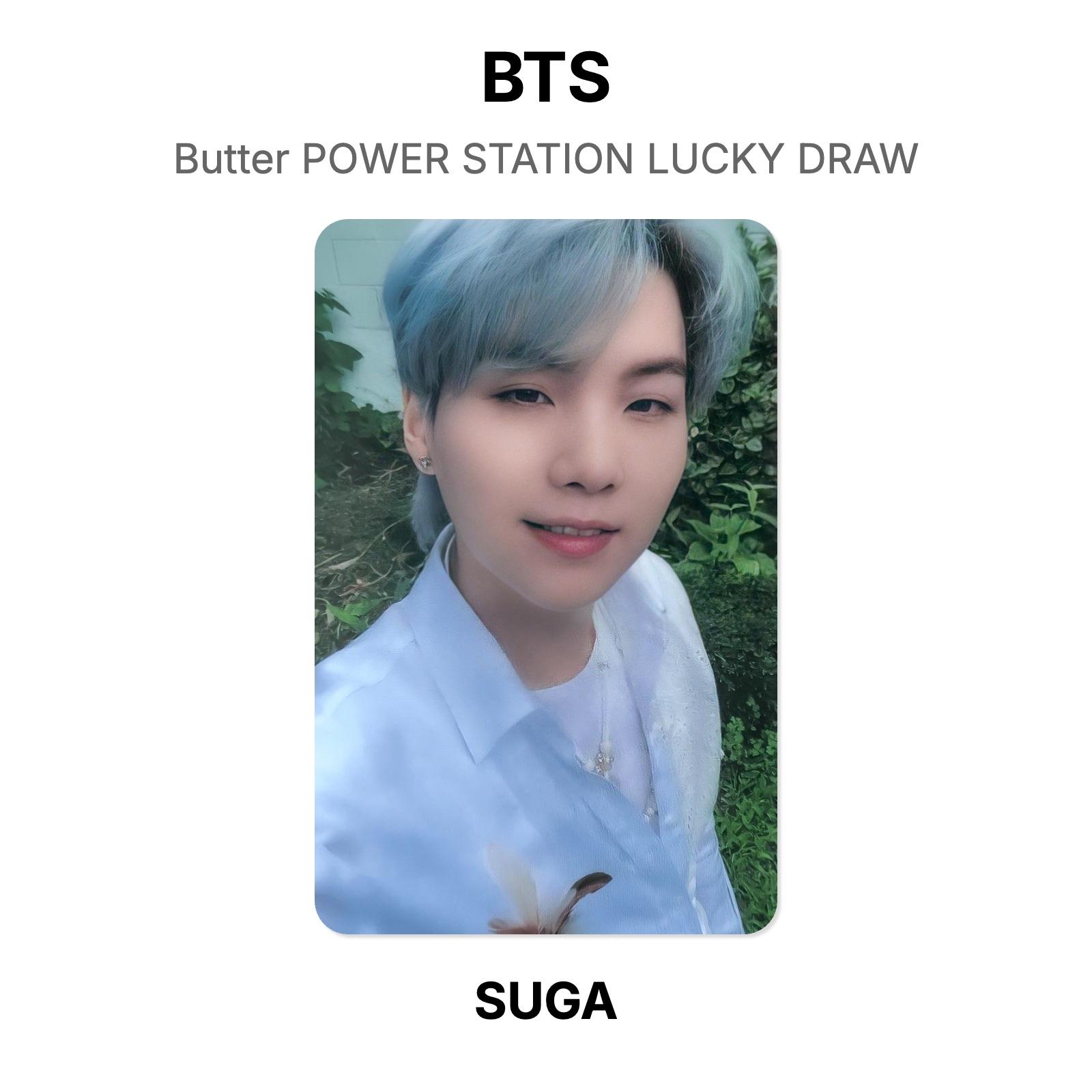 BTS Butter POWER STATION Розыгрыш Счастливый Билет Официальная Фотокарточка SUGA gray
