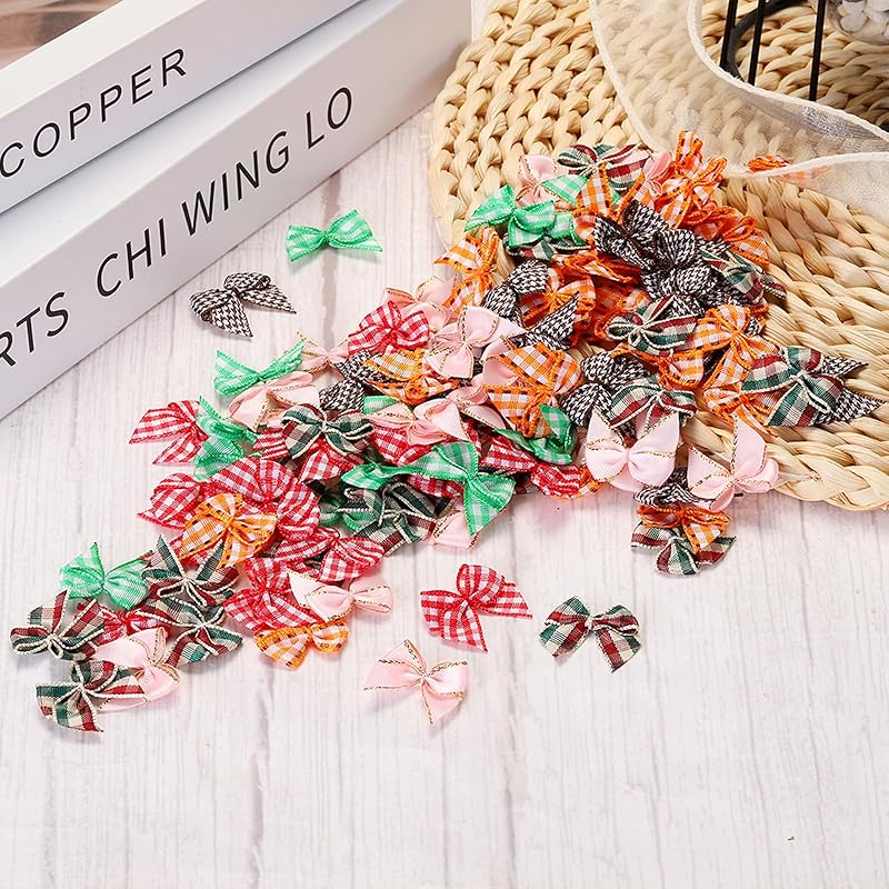 Uxcell 80 Pieces Mini Silver Edge Ribbon Bow 2.5 Cm Fabric Satin Ribbon Bow Craft Diy Hair Bow Sewing Machine Wedding for Birthday Party Silver Color