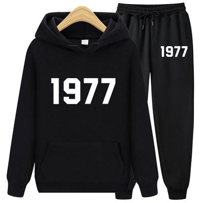 1977 Hoodie Two-Piece Sets Hoodie Set Women Fashion Brand High Street Loose Fleece Autumn Winter Warm Hoodies+Pants Set