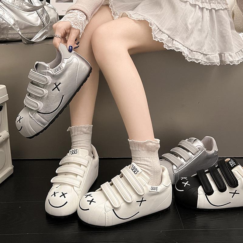 [Fanfna] Velcro big head shoes women's platform heightening bread shoes women's casual board shoes sports shoes little white shoes