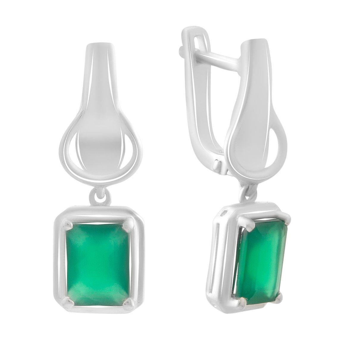 

Silver earrings with natural agate 3.688ct (2189770) смарагдовий
