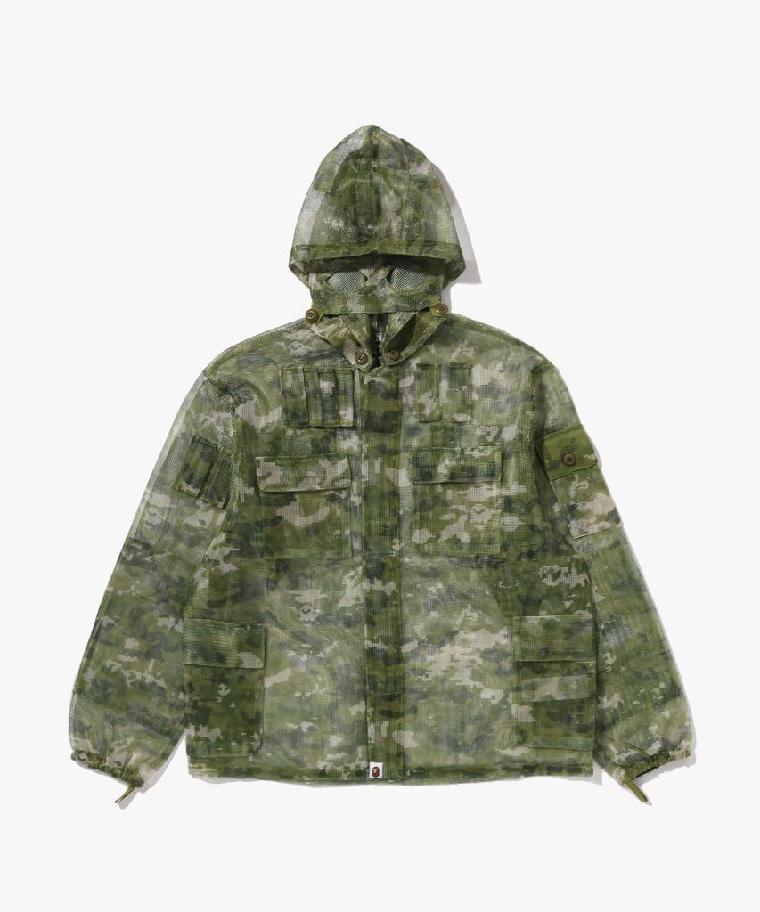 Bape Multi Pixel Camo Mask Hooded Shirt Jacket (M) Green