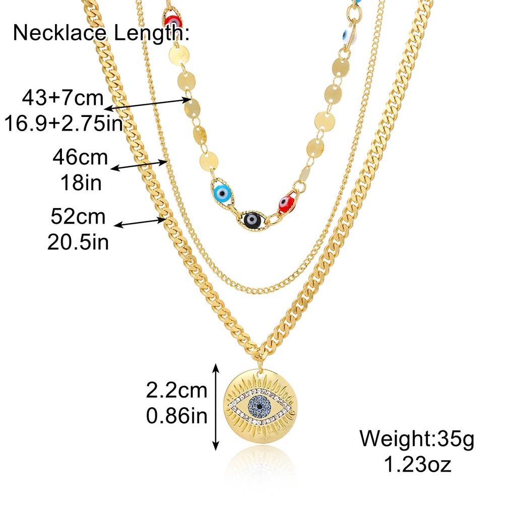 Popular European And American Devil Eye Pendant Necklace With Multiple Layers Stunning Alloy Material
