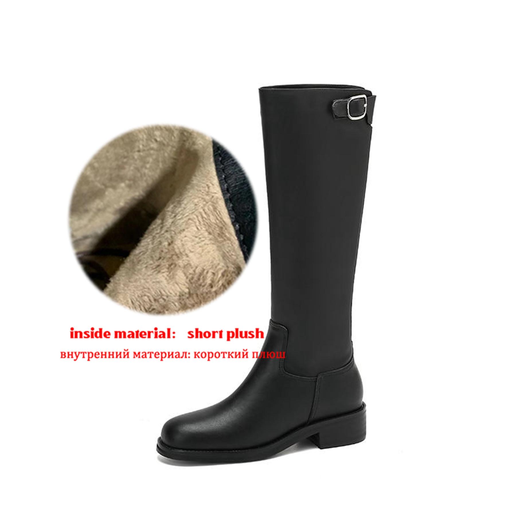 

Krazing Pot Cow Split Skin Round Toe Med Heels Knight Boots Size 46 Size 45 Zip Plus Size Women Sewing Thigh High Boots 39