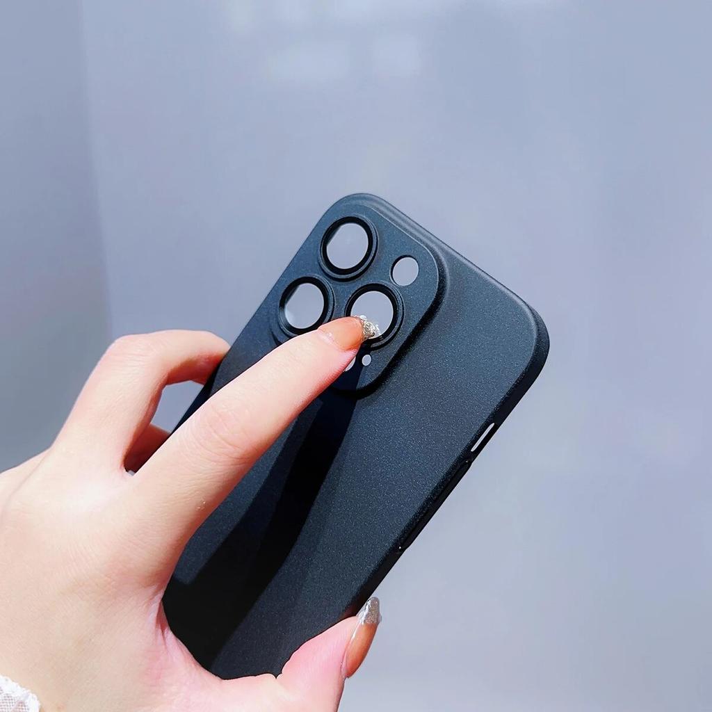 Simple Candy Color Hard Back Covers For iPhone 15 14 13 12 11 Pro Max Plus Shockproof Lens Protection Full Coverage Phone Cases