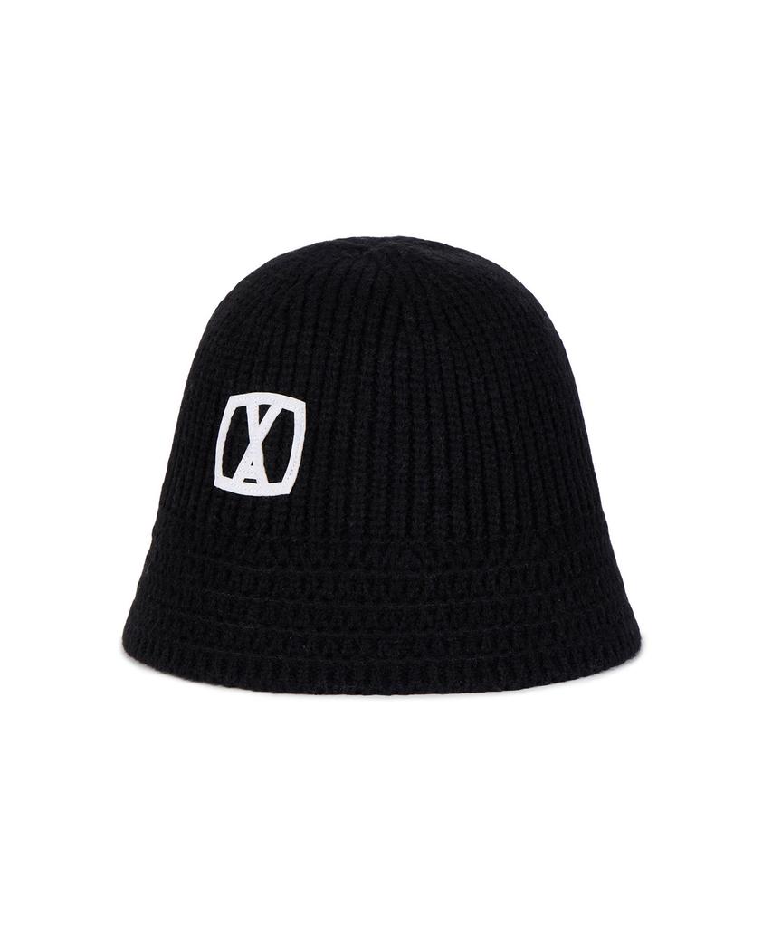 Bajal Va Square Applique Knit Bucket Hat Black