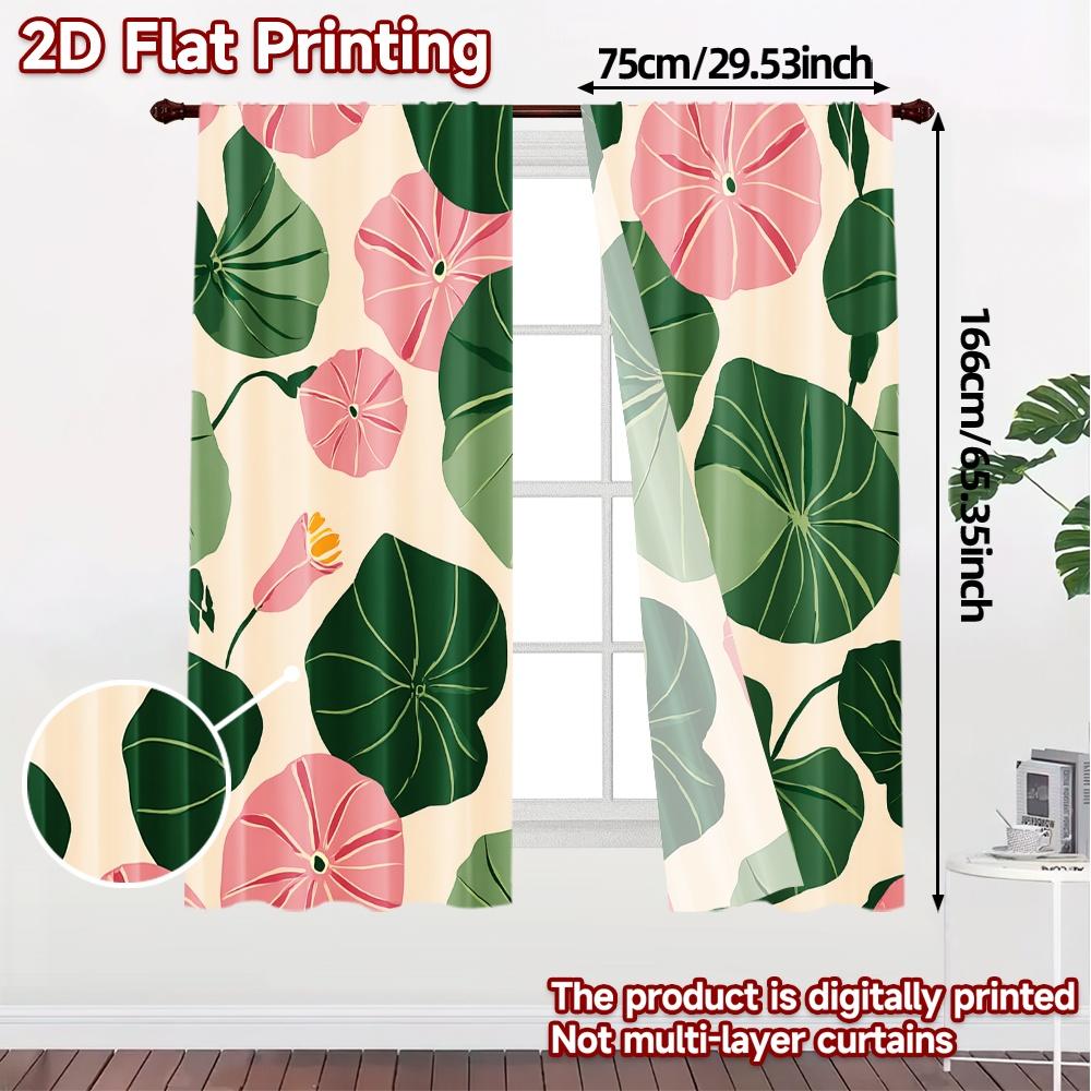 2D Flat Printing,JIT 2pcs, Curtains (Without Rod) Floral Curtain Bliss Popular Curtains&Drapes Durable Polyester Curtains Art
