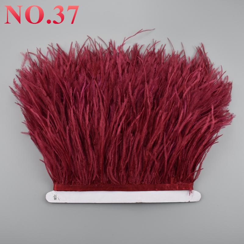 10Meters Ostrich Feathers On Ribbon On Tape 10-15Cm 4-6" Feather Trim Boa For Clothes Sewing White Fringe Dress Skirt Decor Diy