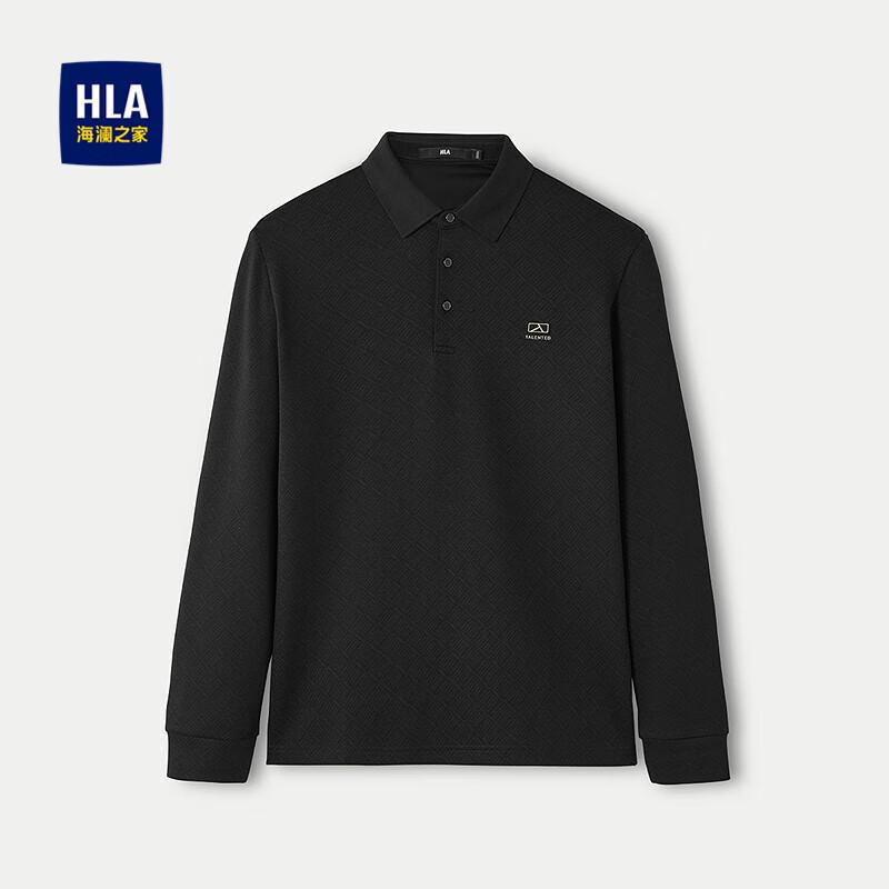 HLA Men s High-Frequency Print Long-Sleeve Polo Shirt L