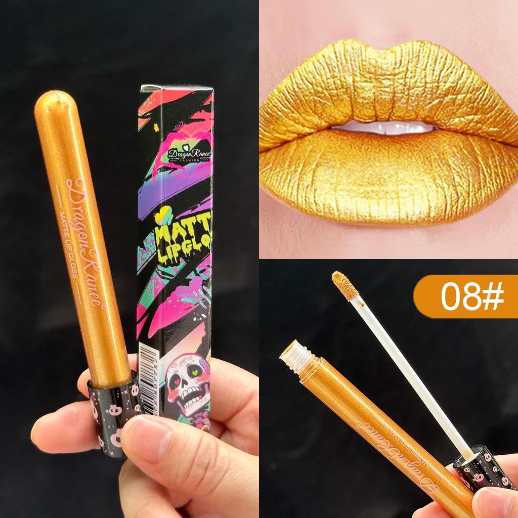 DragonRanee Vampire Matte Lip Glaze - Waterproof Halloween Retro Lipstick In White & Black