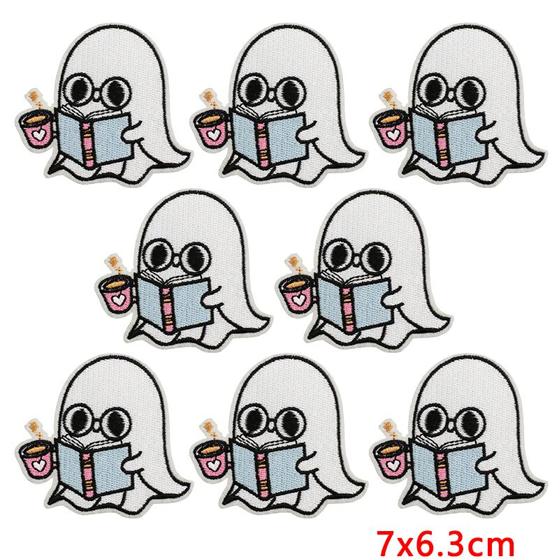 10pcs Lots Horrible Pumpkin Head Iron On Embroidered Patches For Clothes Jackets Hats Sew Cartoon Ghost On Stickers Badges 