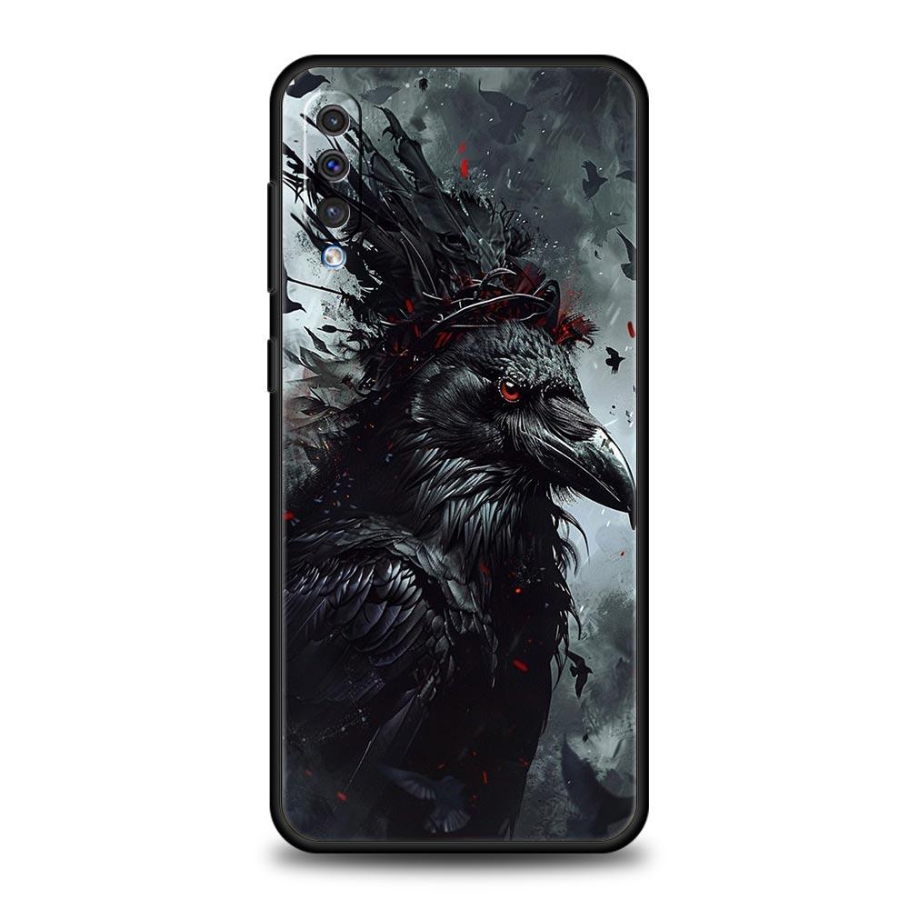 Black Raven Phone Case for Samsung Galaxy A56 A36 A26 A16 A34 A24 A42 A22 A20 A12 A40 A30 A10 5G Soft TPU Cover Shell Fundas Bag