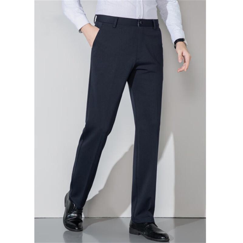 

ROMON Men s Autumn/Winter Fleece-Lined Straight Leg Business Casual Pants 36
