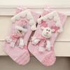 Holiday Decor Pink Glitter Stocking Holiday Party Pink Generous Size For Holding Presents Soft Fabric Material