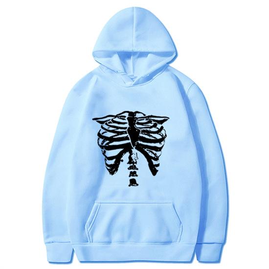 

Punk High Street Hoodie Skeleton Skeleton Pullover Ulzzang Skeleton Hip Hop Punk Harajuku Casual Loose Unisex Hoodie XXL синій