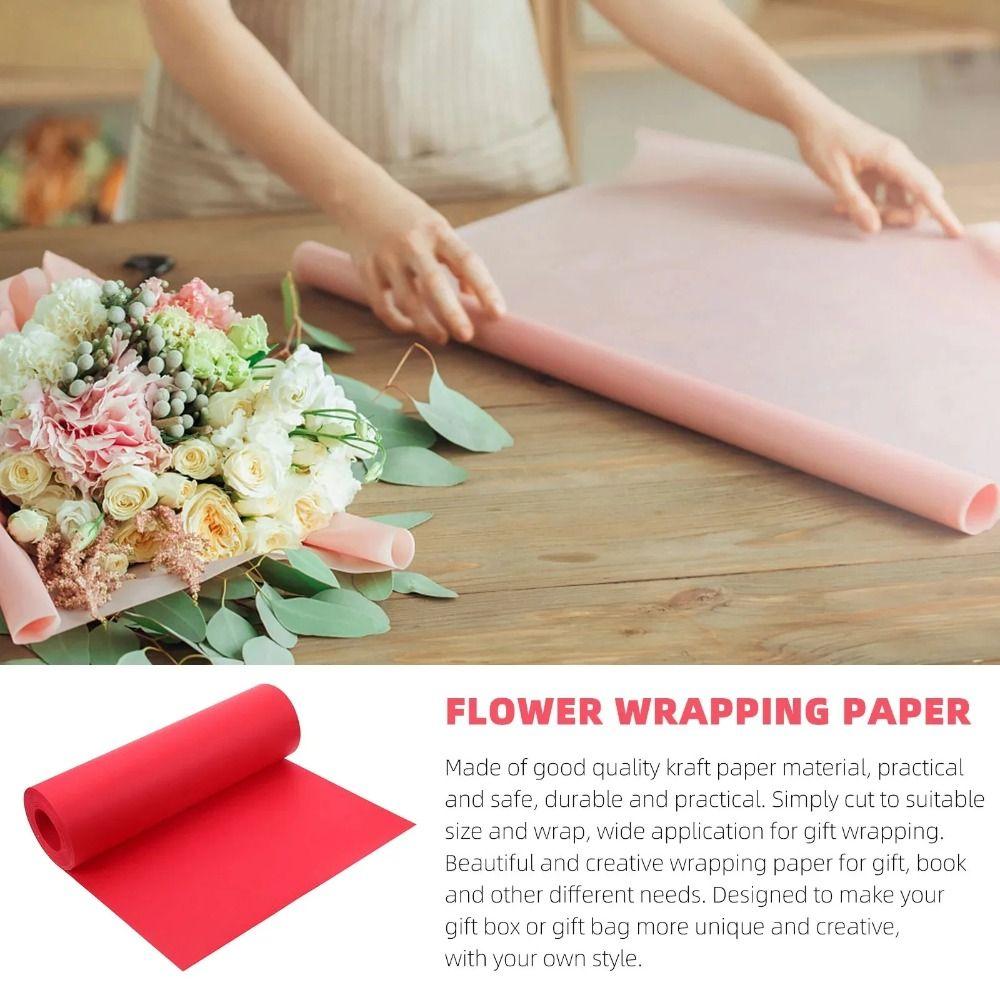 Paper Roll Gift Wrapping Paper Bouquet Paper Packing Paper Red Kraft Paper Roll  Flower Packaging