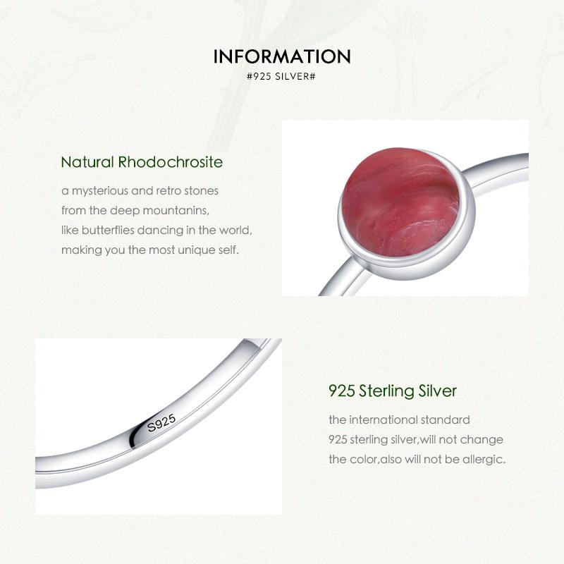 MODIAN Αυθεντικό Ασήμι 925 Στερλίνας Στρογγυλό Ροδοχρωσίτης Κομψό Δαχτυλίδι Δαχτύλου Επλατινωμένο Μάρκα Νυφικό Κόσμημα Για Γυναίκες Δώρο