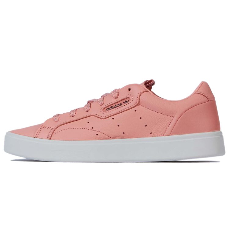 Adidas Originals Sleek Synthetic Leather Lace-Up Durable Low-Top Sneakers Women Sneakers Pink White FV0512