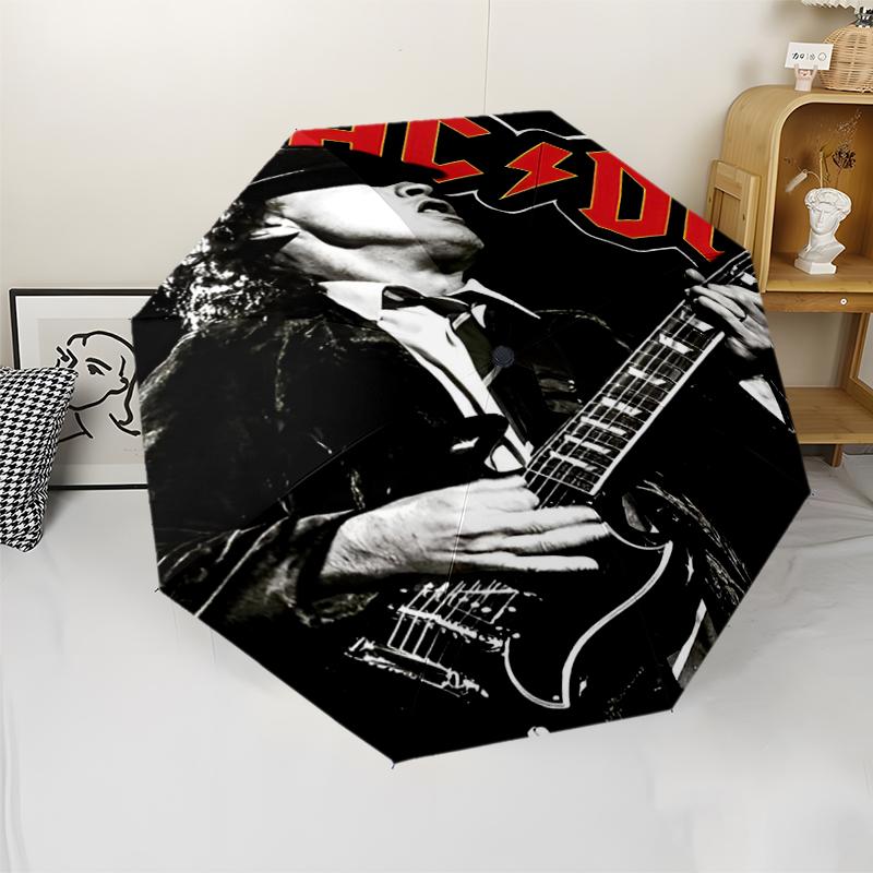 ACDC Theme Automatic Umbrella, Lightweight & Portable, 8 Rib, Perfect for Outdoor Travel, Birthdays, Christmas, Gifts.