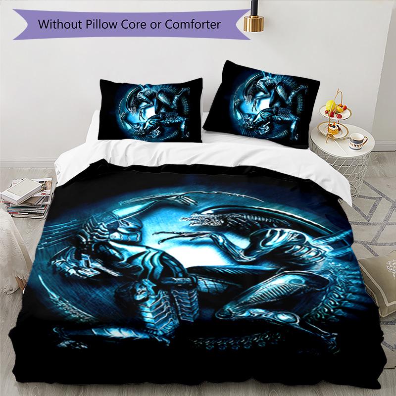 Alien 3pcs Bedding Set Duvet Cover Closure Includes 1 Duvet Cover & 2 Pillowcases for All Seasons Bedroom Home Dorm Decor