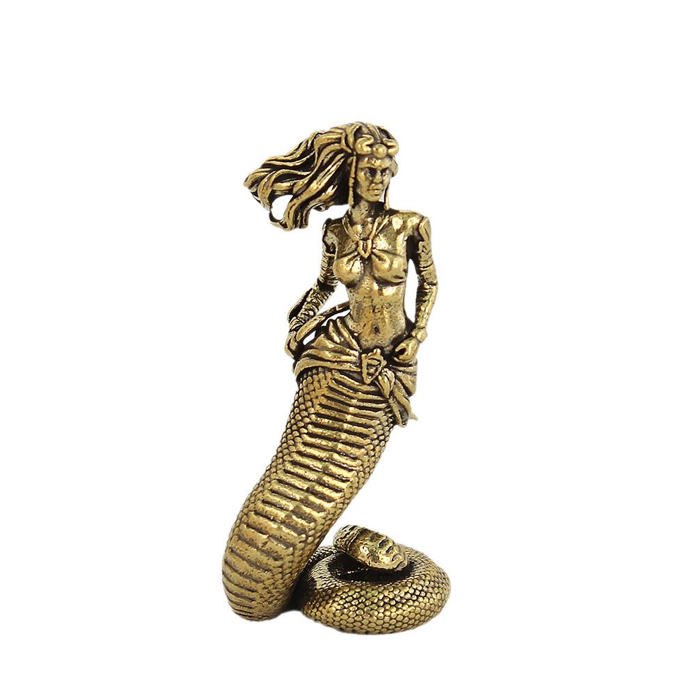 Ancient Greek Snake Woman Medusa Brass Ornament Crafts Home Office Tabletop Decoration Game Model