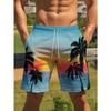 3D Printed Coconut Trees Umbrella Short Pants For Men Colorful Stripes Beach Shorts Summer Hawaiian Board Shorts Swim Trunks
