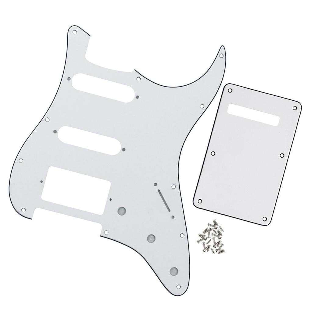 FLEOR Set of 11 Holes SSH ST Electric Guitar Pickguard HSS Scratch Plate & Back Plate & Screws, 8 Colors Choose