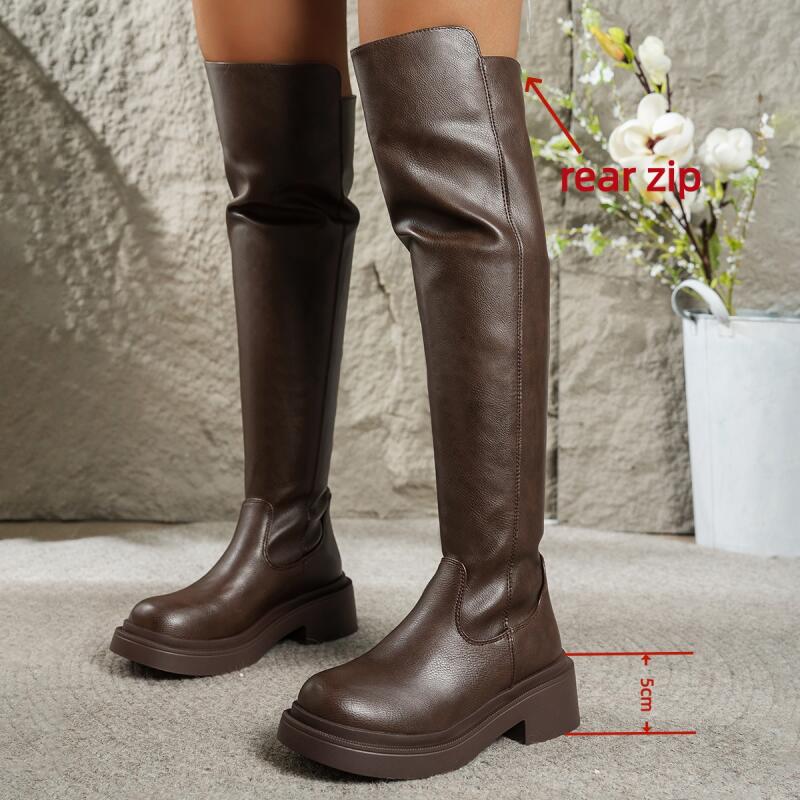 Fashion Sexy Pu Rear Zip Over The Knee Boots Women 2025 Winter Long Riding Boots