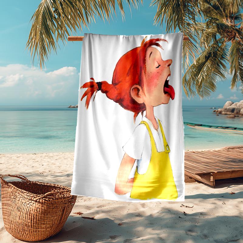 Pippi Longstocking Fashion Beach Towel: Ideal for Summer Adventures Soft, absorbent and quick drying suitable for swimming and bathing