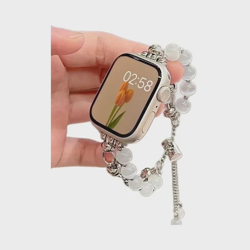 Kovový řemínek Cat's Eye Stone Bead pro Apple Watch