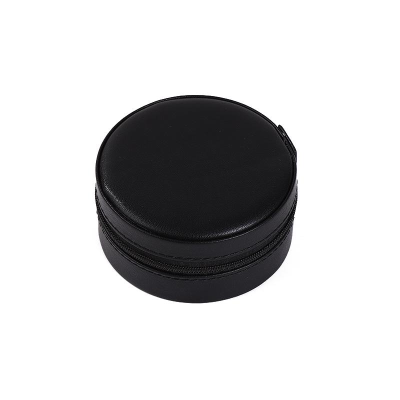 Round PU Jewelry Box: Portable Multi-functional Storage for Necklaces, Earrings, and Rings