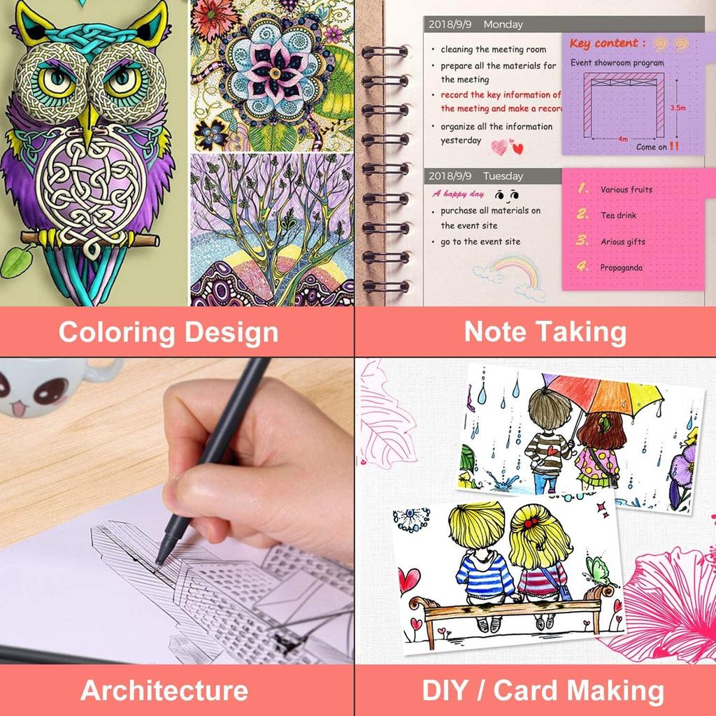 60pcs Journal Planner Pens Dual Brush Markers Colored Pencil for Writing Note Taking Calendar Coloring Art Office School Supplie