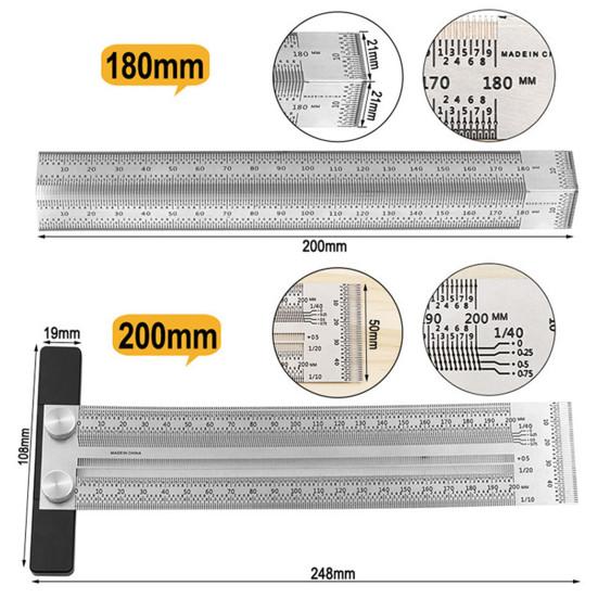 Stainless Steel Precision Marking Measuring Scale Ruler Pen Woodwork Accessory