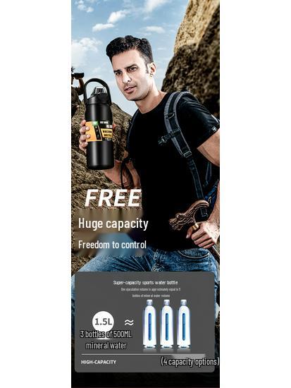 304 Stainless Steel Large Capacity Vacuum Insulated Sports Bottle with Handle and Dual Drink Lids for Outdoor Activities