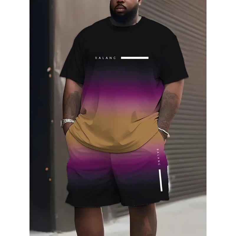 Men's Summer Printed Casual Fashionable Comfortable Loose Short Sleeved Two-piece Sport Wear