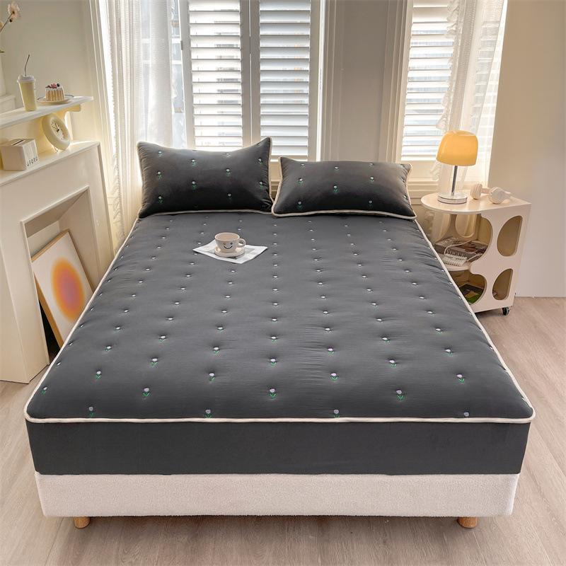 Besticktes gewaschenes Baumwoll-Steppspannbettlaken im Matratzenstil Taiwan Betttasche Spannbettlaken Matratzenschoner