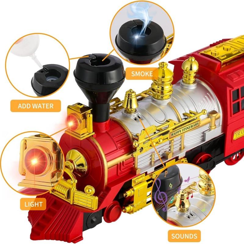 Train Toy for Toddlers Electric Steam Locomotive with Smoke, Light & Sound, Toddler Toy Trucks Ideal Gift for Kids